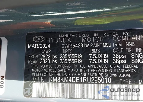 2024 Hyundai Ioniq 5 Se from USA, damaged, VIN KM8KM4DE1RU295010